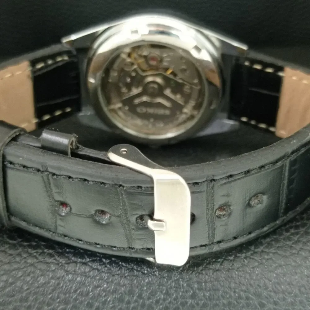 Vintage 1970 Expo Seiko Automatic Mens Silver Watch W/daydate & Green accents